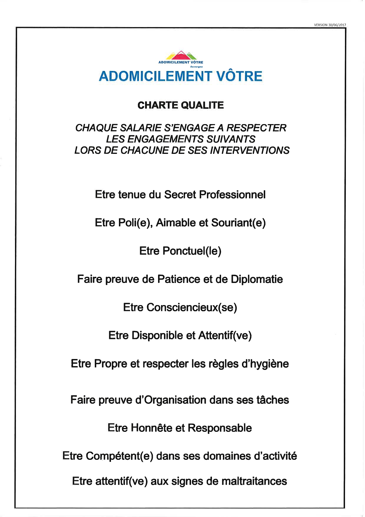 Charte de qualité